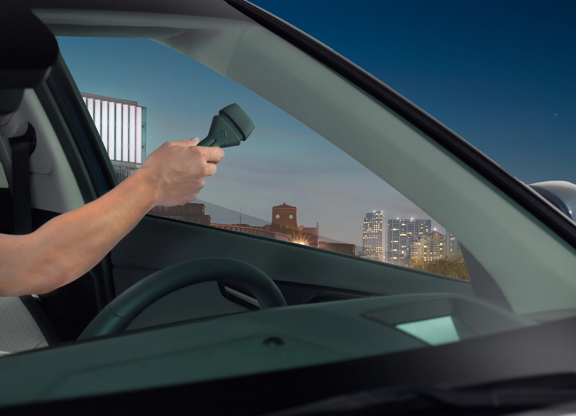 Hyundai Notfallhammer mit Gurtschneider, grau